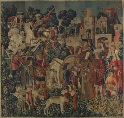 Das Einhorn wird getötet und zur Burg gebracht, ca. 1500 von Netherlandish School